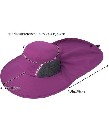 BASSDASH UPF 50+ Unisex Water Resistant Wide Brim Sun Hat with Neck Flap, Purple Orchid - Buy Online on GoSupps.com