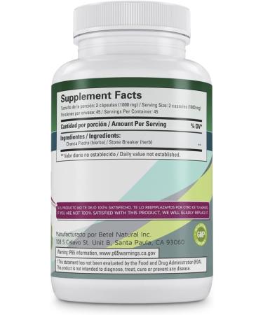 Betel Natural Premium Chanca Piedra Capsules - 1000mg - Urinary Tract Support - 90 Capsules - Buy Online on GoSupps.com