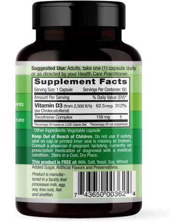 Emerald Laboratories Vitamin D3 2500 IU - 60 Vegetarian Capsules for Immune Support - Buy Online on GoSupps.com