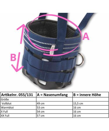 AMKA Muzzle for Horses - Adjustable Feeding Stop with Rubber Insert | Dark Blue Sizes Available - Buy Online on GoSupps.com