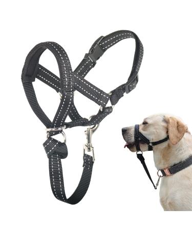 Dog handle without pulling with soft upholstery hard -wearing halter for medium -sized and large dogs including training instructions XL black pad/black