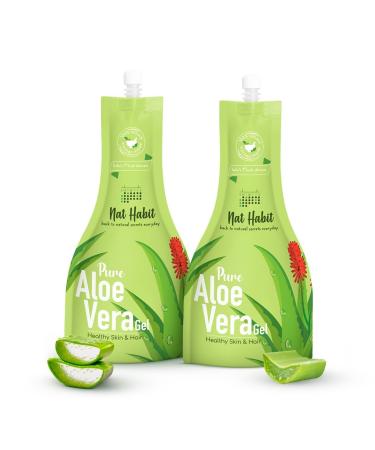 Naat Habit Pure Aloe Vera Face Gel For Healthy Skin & Hair Natural Oil Free Moisturizer & Anti-Dandruff (Pack of 2 X 80g)
