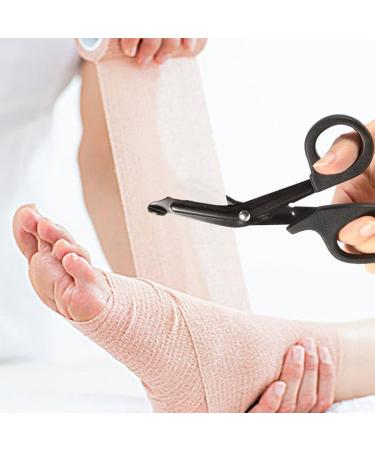 Stainless Steel Medical Bandage Scissors - EMT & Trauma, First Aid Tool for Paramedic, Nurses & Doctors - Precise Cut, Bent Black Scissors - Buy Online on GoSupps.com