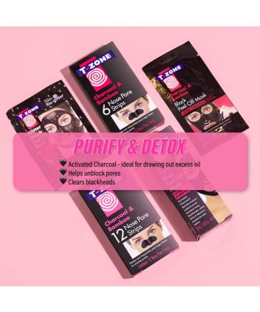 T-Zone Charcoal & Bamboo Nose Pore Strips - Unclog Pores & Remove Impurities 12 Pack - Buy Online on GoSupps.com