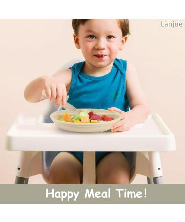 Lanjue 2 Pcs Silicone Baby Suction Plates | Non-Slip Divided Dishes for Toddler Self Feeding | Includes 2 Spoons | Fits Most Highchairs Trays - Buy Online on GoSupps.com