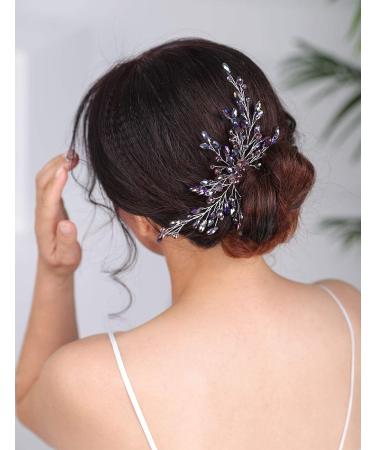 Deniferymakeup Bridal Hair Comb Sparkly Crystal Wedding Comb Bridal Hair Clip Colorful Hair Pin Party Wedding Hair Accessory for Brides (Blue) - Buy Online on GoSupps.com