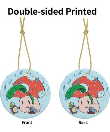 YYHHAOFA Sunflower Seeds and Mushroom Pattern Christmas Ceramic Round Pendant Decoration - Festive Hanging Ornament for Stores and Homes -2.9 in - Buy Online on GoSupps.com