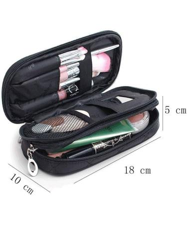 MLMSY Black Makeup Bag for Women - Multifunctional 2 Layer Organizer with Mirror & Beauty Brush Travel Kit - Buy Online on GoSupps.com