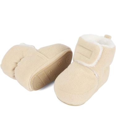 MASOCIO Baby Boy Girl Winter Warm Booties 12-18 Months Beige | Soft Sole Anti-Slip First Walking Shoes - Buy Online on GoSupps.com