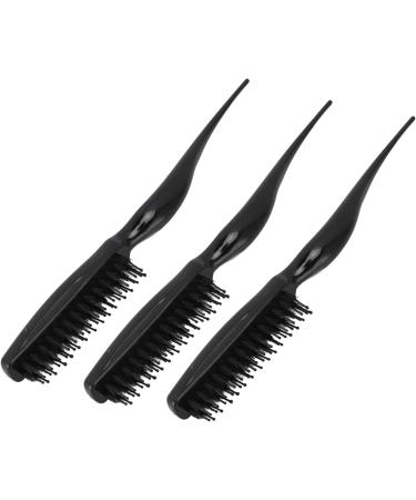Teasing Hair Brush Portable Styling Comb Ergonomic Rat Tail Handle Home Travel (Black) - Buy Online on GoSupps.com