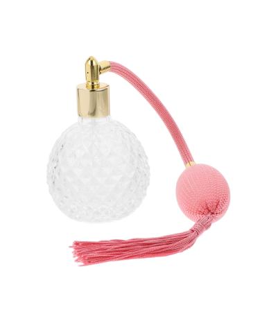 HEALLILY Crystal Glass Refillable Perfume Atomizer Spray Bottle Vintage Style Empty Perfume Bottle with Long Tassel Pink 100ml Black