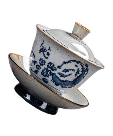 Zerodeko 1 Set Tea Teacup Vintage Ceramics Ceramic of Style Fu with Home Bowl Kung Tray Office Traditional Assorted Color-1 11.3X10.5CM