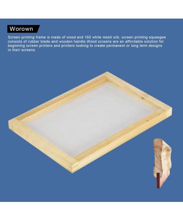 Worown 10x14 Inch Wooden Silk Screen Printing Frame with 110 White Mesh + 4x10 Inch Squeegee - Buy Online on GoSupps.com
