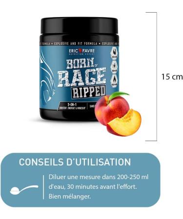 Pre Work Dry Born Of Rage - Explosive Dry Bodybuilding Booster New Hybrid Energy/Endurance & Dry Formula 250 g Peach Flavor - Eric Favre - Buy Online on GoSupps.com
