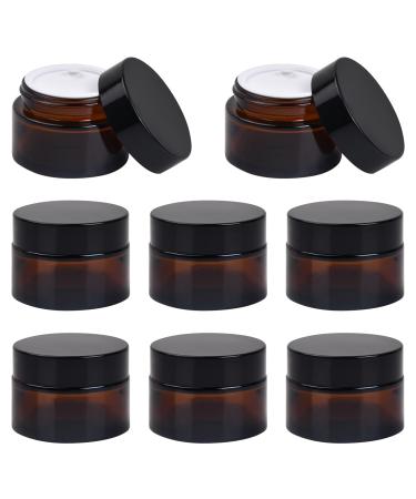8 pieces amber glass empty can 30ml cremed box empty cream intention refillable cosmetic cans brownlas ointment goat brown glass container with lid for cream lotions powder (30g)