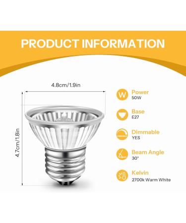 Caldarax 50W UVB Turtle Heat Lamp - Dimmable Halogen Light for Reptiles Turtles Lizards & Snakes | 2-Pack E27 Terrarium Lamps 220-240V - Buy Online on GoSupps.com