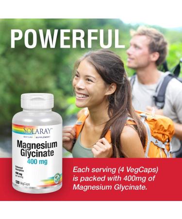 Solaray Magnesium Glycinate 400 mg - 120 Vegan Capsules for Relaxation & Muscle Health - Buy Online on GoSupps.com