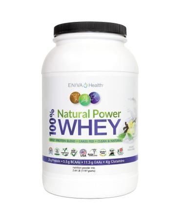 Eniva Natural Power 100% Grass Fed Whey Protein Powder, Organic Vanilla, Clean Protein,Keto, High Protein, Low Carb, Gluten Free Non GMO Soy Free, Whey (WPI) Isolate Primary, USA Made, 2.64 lbs 2.64 Pound Total (Pack of 1)