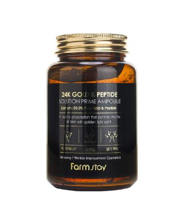 Farmstay 24K Gold & Peptide Prime Ampoule 250ml - Whitening & Wrinkle Improvement | Korean Cosmetics - Buy Online on GoSupps.com