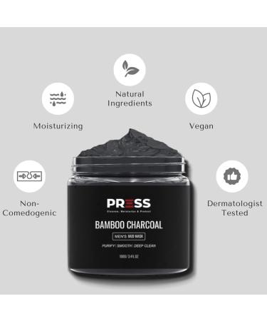PRESS SKINCARE Bamboo Charcoal Face Mask - Exfoliating Mud Mask for Men | Pore Cleansing & Anti-Aging Hydration | 3.4 FL. OZ - Buy Online on GoSupps.com
