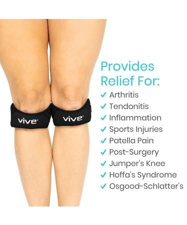 Vive Patella Stabilizer Knee Strap Brace Support - Men & Women - Osgood Schlatter, Arthritis, Tendonitis Compression - Buy Online on GoSupps.com
