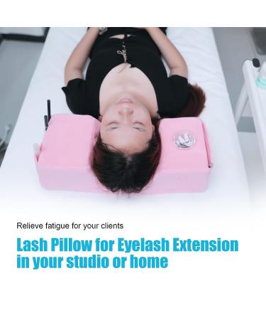 Memory Foam Beauty Eyelash Extension Neck Pillow with Makeup Pocket - Pink - Buy Online on GoSupps.com