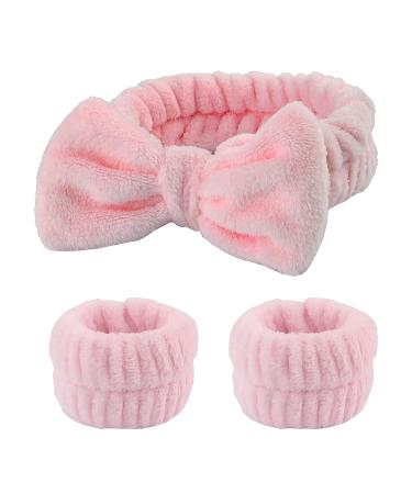 3-Piece Pink Spa Headband & Wristband Set for Women - Prevent Spills, Perfect for Face Washing & Makeup Application - Buy Online on GoSupps.com