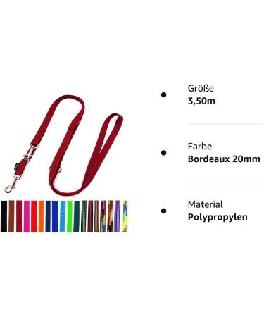 Adjustable Double Dog Leash 3.50m for Large Dogs - Durable Bordeaux 20mm - International Shipping - Buy Online on GoSupps.com