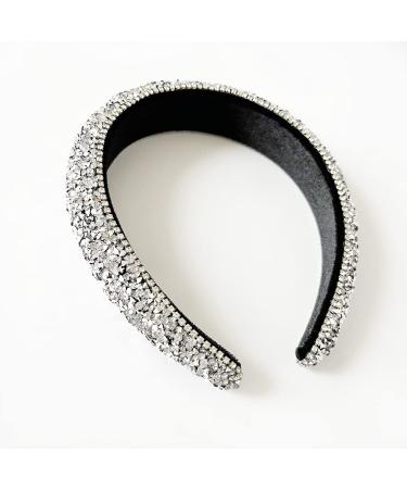 Sparkling Rhinestone Padded Headband - Silver Jeweled Hair Accessory for Women & Girls - Buy Online on GoSupps.com