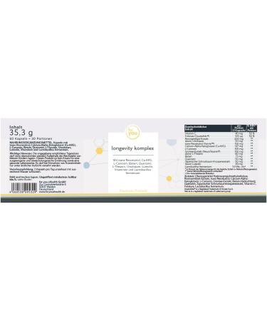  for you for you Longevity Complex 60 Capsules (30 Servings) - Dietary Supplement with 11 Coordinated Longevity Ingredients - With Premium Brand Raw Materials NeuroTeyanin  - Buy Online on GoSupps.com