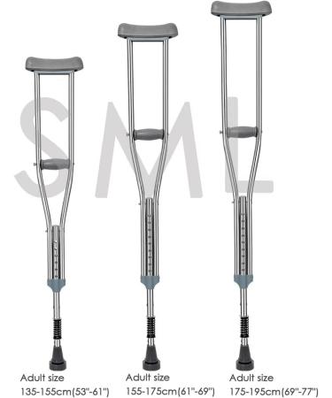 Safety Crutches Stainless Steel Crutches 2pcs Adult Underarm Canes with Spring Shock Absorbing Walking Sticks Adjustable Walking Cane Comfortable Independence Adult size 175-195cm - Buy Online on GoSupps.com
