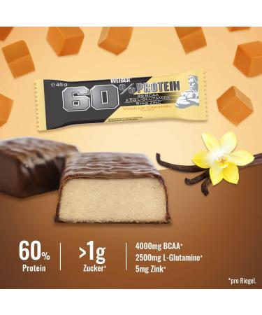Weider 60% Protein Bar - Highest Protein Content Glutamine & BCAA for Muscle Building | 24 x 45g - High Protein Snack Box - Buy Online on GoSupps.com