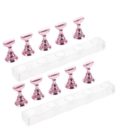 minkissy 2 Sets Nail Checkerboard Nail Stand for Press on Nail Holder Press on Nail Stand Press on Nail Kit Nail Practice Fake Hands to Practice Fake Nails Training Rack Japanese Acrylic 2.5x1.4x1.4cm Pink