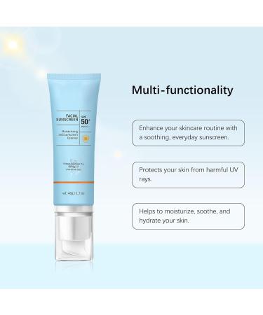 Face Sunscreen SPF 50 Broad Spectrum - Clear Hydrating Formula for Sensitive Skin Non-Greasy Sun Protection Against UVA/UVB Rays Travel Size 1.7oz No Sticky Feel (2) - Buy Online on GoSupps.com