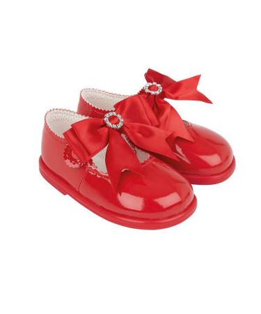 Early Days Baypods H035 with Large Bow First Walker Baby Shoes Made in The Softest Faux Leather Made in England 3 UK Child Red Patent