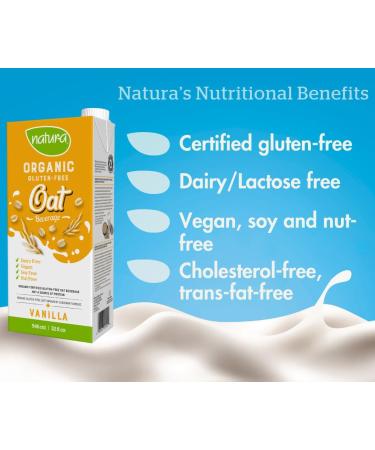 NATURA Vanilla Oat Milk - Organic & Gluten Free - Dairy Free - Vegan - Shelf Stable - Plant Based Beverage - Non-GMO - Made in Canada | 946ml Vanilla - Oat - Buy Online on GoSupps.com