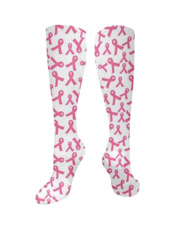 Ribbons breast cancer compression socks for women and men circulation 15 20 mmHg is the best support for sporty running and cycling