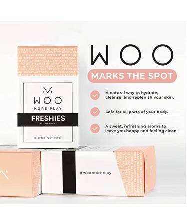Woo More Play Freshies All-Natural Feminine Intimacy Towelette Wipes with Coconut Oil and Aloe Vera - Promotes Feminine Health, Alleviates Irritation - Vegan and Cruelty Free - 20ct (Pack of 2) - Buy Online on GoSupps.com