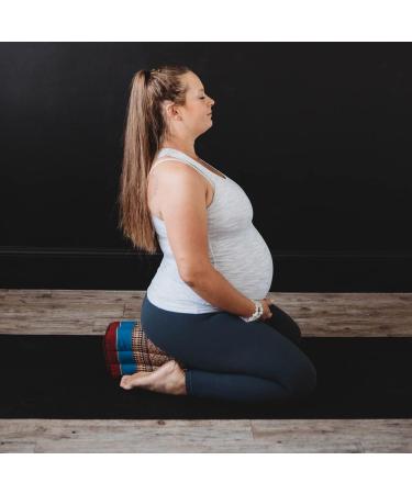 Zafuko Organic Water-Resistant Kapok Meditation Cushion - Burgundy/Blue - Buy Online on GoSupps.com