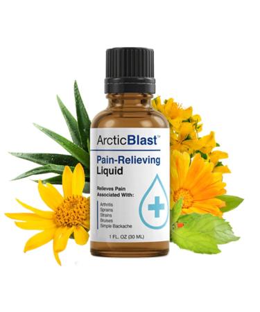 Arctic Blast Pain Relieving Liquid - Topical Pain Relief Rub - Contains DMSO Menthol Camphor - Cooling Pain Drops for Back Ache Muscle Cramps Joint Pains Sprain - Made in The USA - 1 fl oz