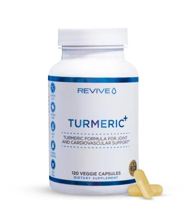 REVIVE MD Turmeric Curcumin with Black Pepper Joint Support Supplement - Heart Health & Immune System Booster for Adults - Tumeric and Ginger with Bioperine Pills - 120 Capsules