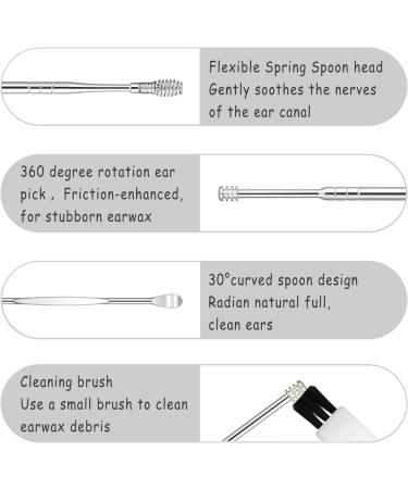 Earwax Cleaner Tool Set - 6 Pcs Spiral Stainless Steel Ear Picks Kit for Ear Wax Removal - Portable Cleaning Kit with PU Leather Case (Brown) - Buy Online on GoSupps.com
