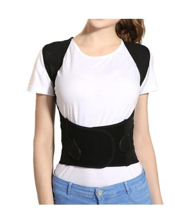 Posture Corrector for Women and Men Back Brace Straightener Lumbar Support Belt with Metal Support for Back Neck Shoulder Pain Relief Improve Posture (Color : Black Size : X-Large) (Black (Black Me Black Medium