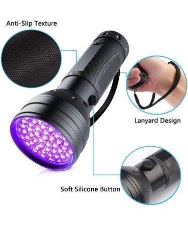 UV Flashlight - 51 LED Black Light for Amber Geocaching Pet Urine Detection & More - 395nm Ultraviolet Lamp - Buy Online on GoSupps.com