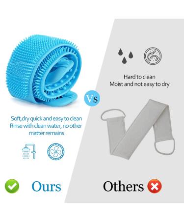 Inmorven 30-inch Blue Back Scrubber for Shower - Extra Long Silicone Body Brush with Handle for Men and Women - Buy Online on GoSupps.com