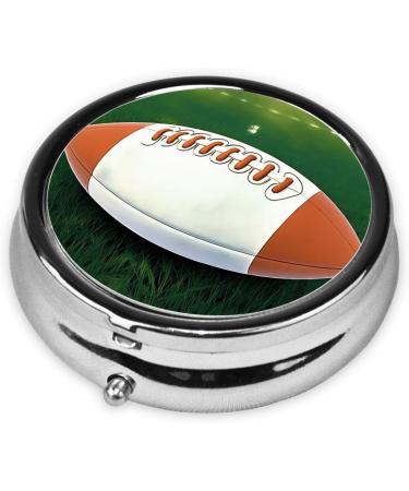 White Rugby Ball Portable Metal Pill Box | Compact 3-Compartment Design for Small Pills | Must-Have Travel Accessory - Buy Online on GoSupps.com