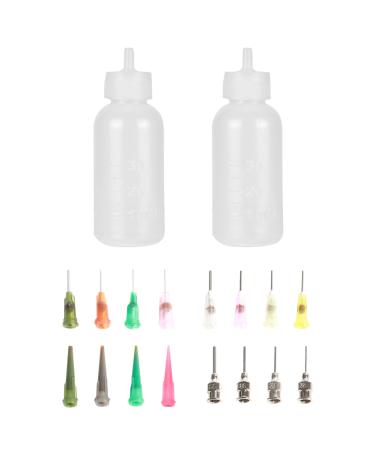 Mihenna Henna Applicator Bottle | 2 Pack | 16 Tips for Body Art | 30 ml | For Henna Tattoo Cone Tattoo Bottle Kits | Soft Squeeze Art Craft Applicator Dispensing Syringe Bottles