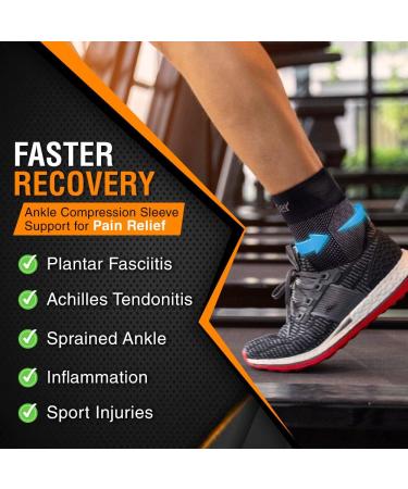 Doc Miller Foot Ankle Compression Sleeve | Pain Relief for Achilles Tendonitis & Neuropathy | Toeless Nano Socks for Men & Women - Black X-Large - Buy Online on GoSupps.com