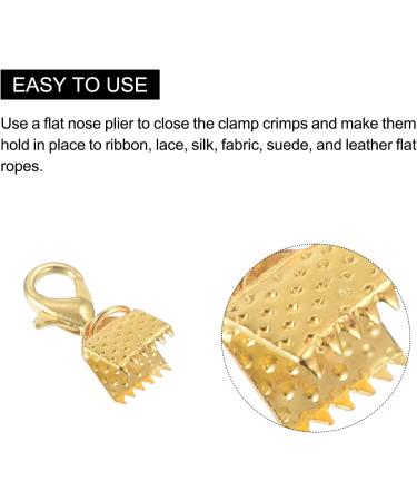 10Set Gold Tone Ribbon Crimp Clamp Ends with Lobster Claw Clasps - DIY Craft Making Supplies - Buy Online on GoSupps.com