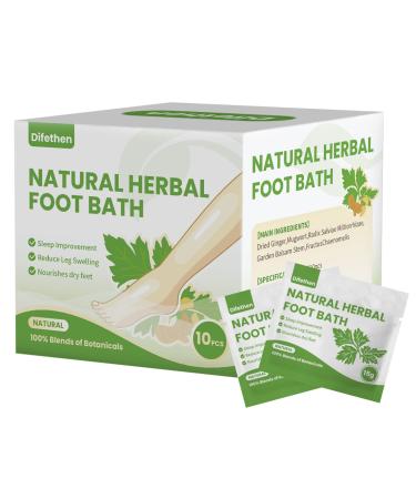 Difethen Natural Mugwort/Wormwood Herbal Foot Soak,Lymphatic Ginger Foot Bath Bag, Anti-Swelling Foot SPA Promote Metabolism, Foot Care 15g/PCS (10PCS)